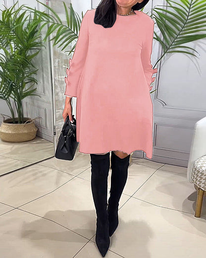 Monique - Women's A-line dress with sleeve bow detailing