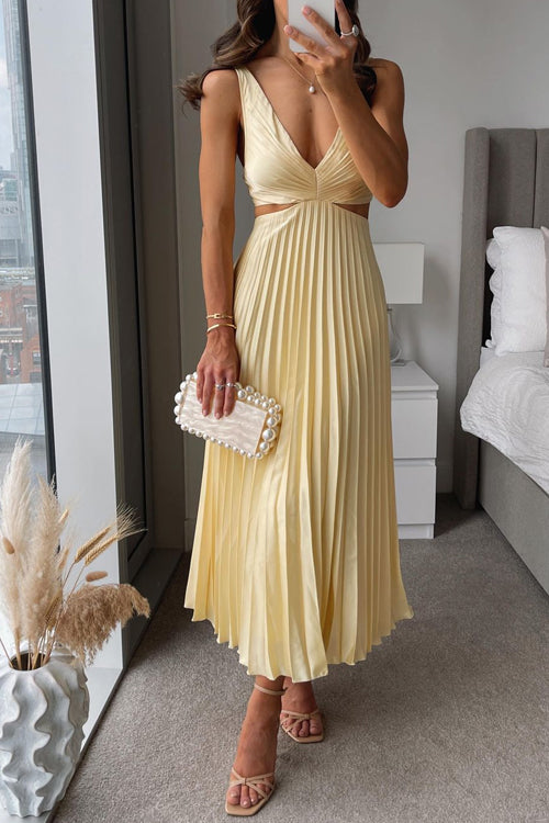Honora - Midi jurk met geplooide rok