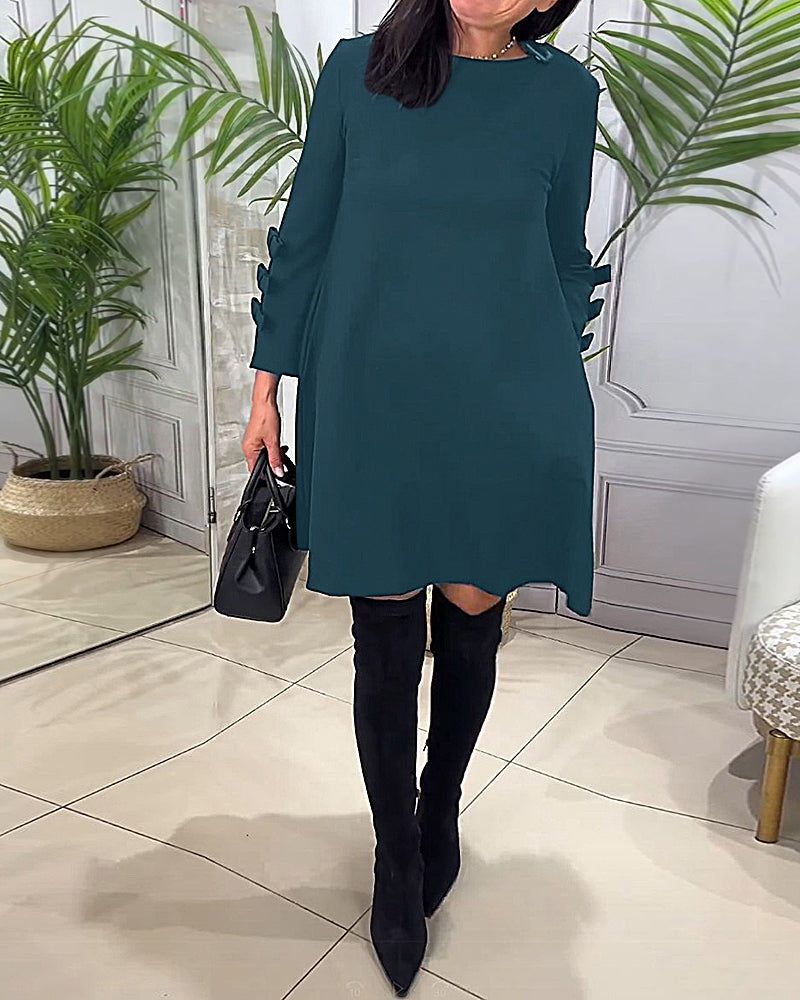 Monique - Women's A-line dress with sleeve bow detailing