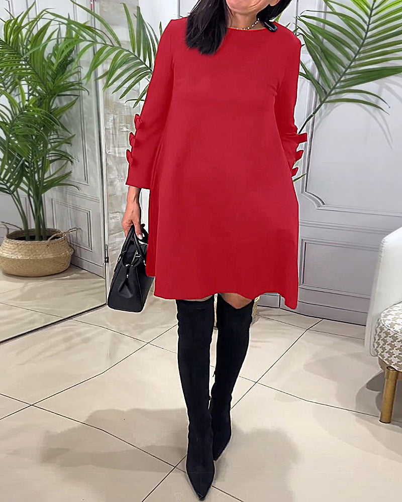 Monique - Women's A-line dress with sleeve bow detailing