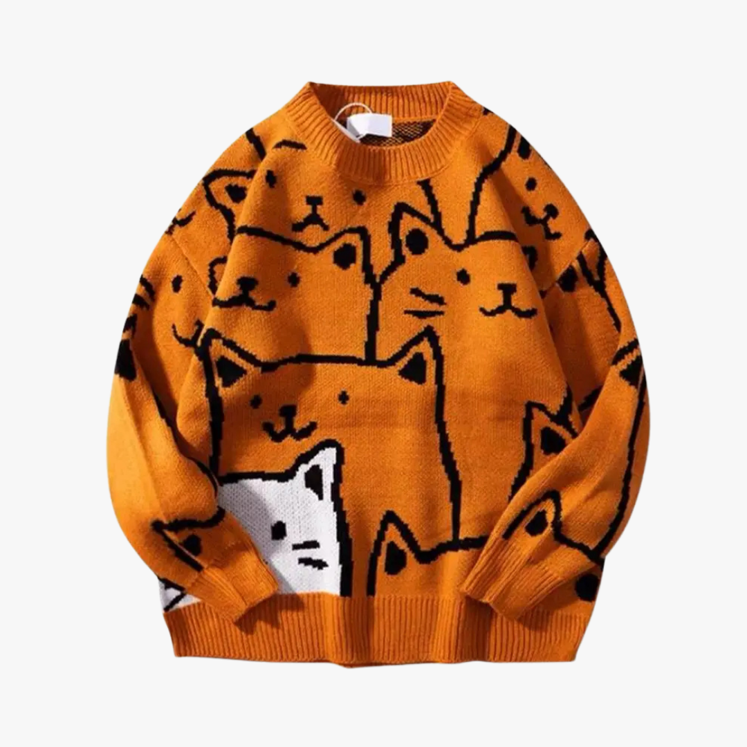 Faelan | Oversized trui met kattendesign
