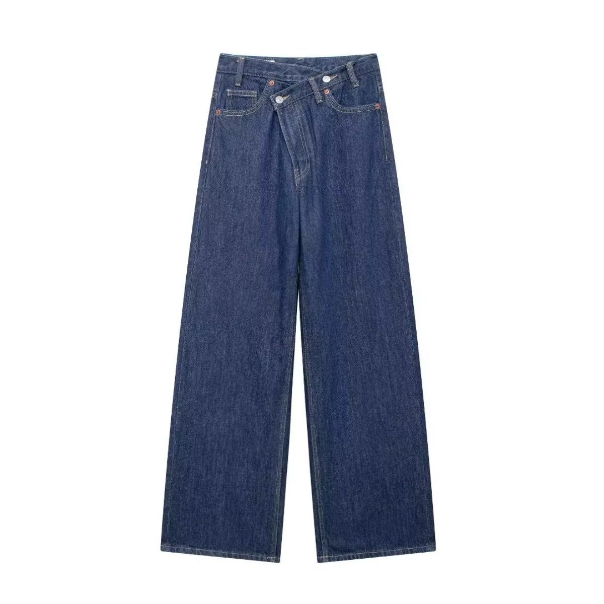 Nonna - Baggy jeans met kromme taille donker denim