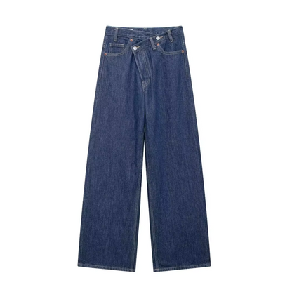 Nonna - Baggy jeans met kromme taille donker denim