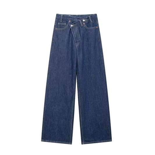 Nonna - Baggy jeans met kromme taille donker denim