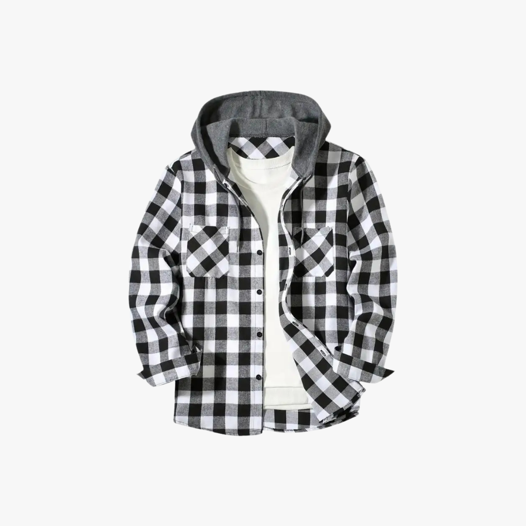 Quinby - Geruite flanellen shirt met capuchon