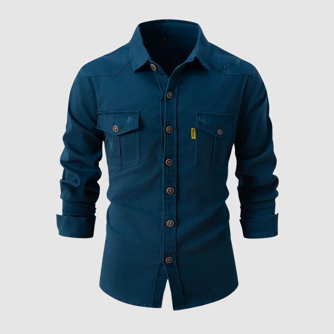 Salvador - Lang mouwen utility shirt met knoopsluiting aan de voorkant