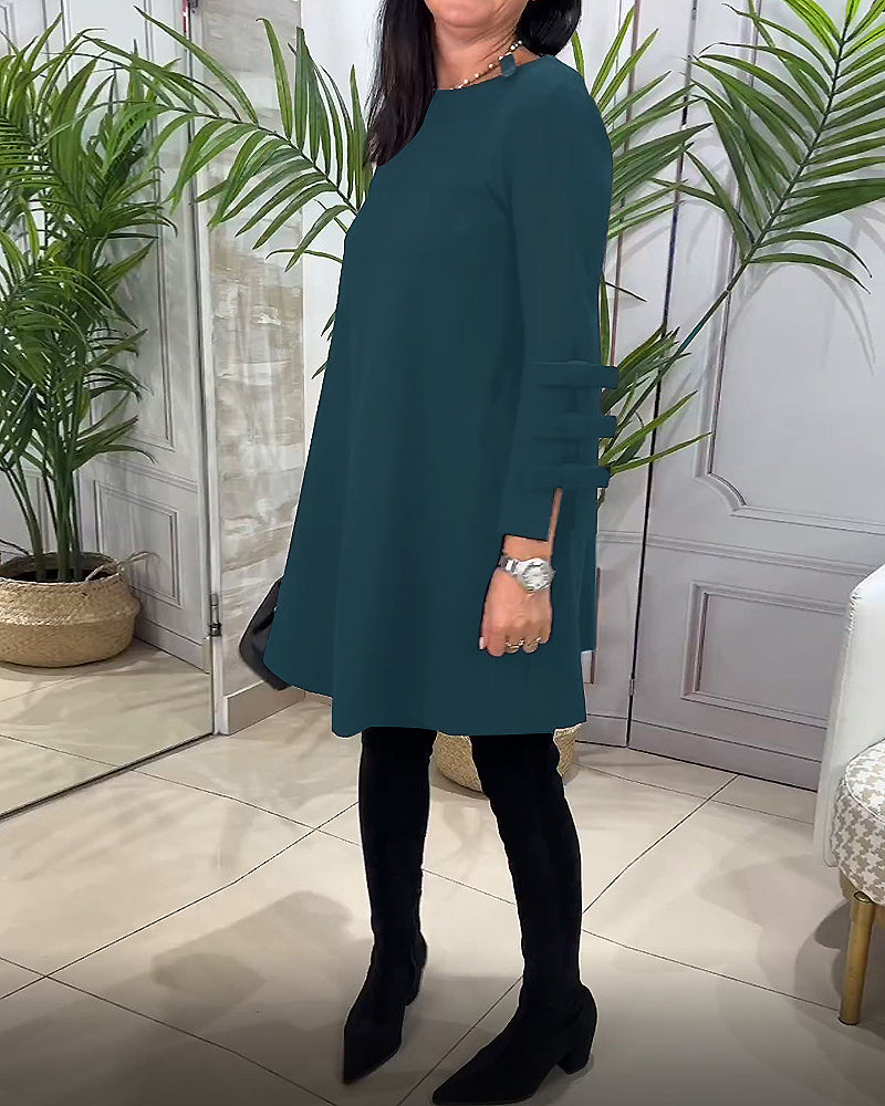 Monique - Women's A-line dress with sleeve bow detailing