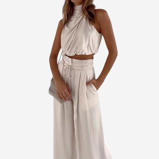 Tuva - Dames co-ord set met haltertop en wijde broek