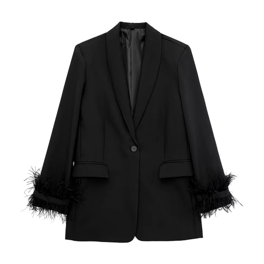 Madona - Blazer met oversized feeënveren voor dames