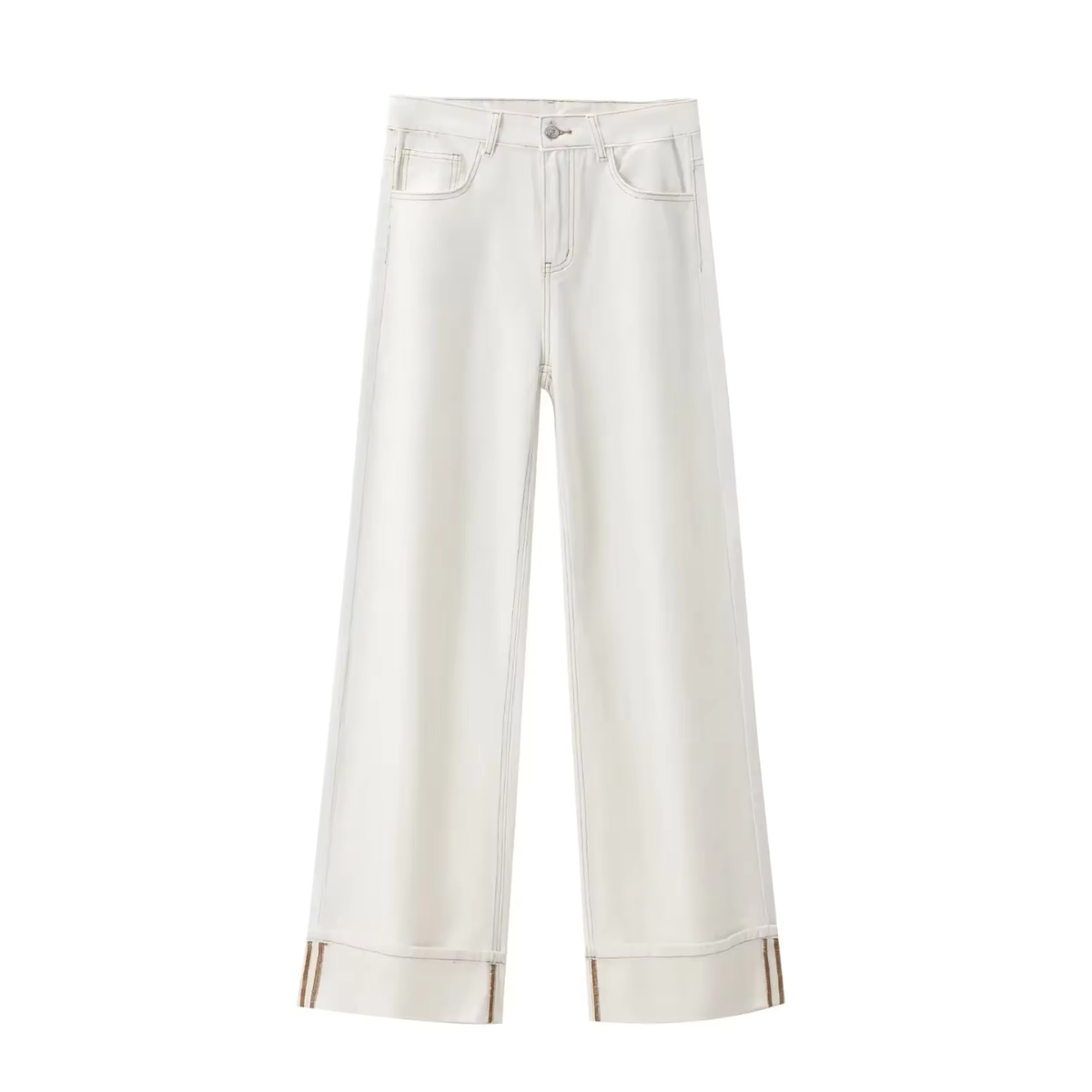 Rabiya - Wijde damesjeans met vintage gesp en hoge taille