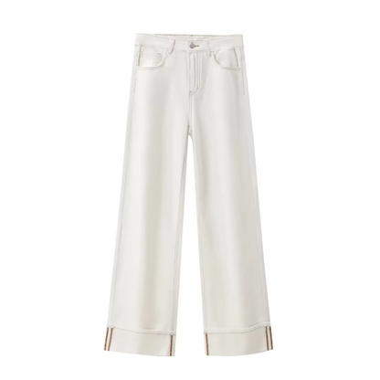 Rabiya - Wijde damesjeans met vintage gesp en hoge taille