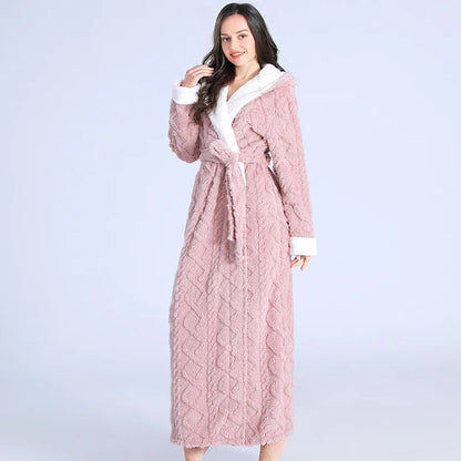 Delora - Knusse fleece badjas met capuchon voor dames