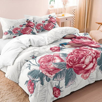 Luxe Layers - Bloemen Vogel Zachte Doona Dekbedovertrek Beddengoed Set