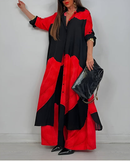 Dolores - Dames co-ord set met losvallende blouse en wijde broek