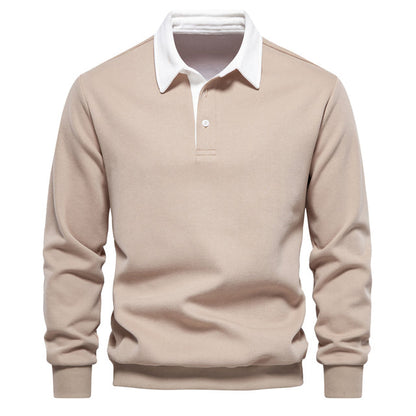 Pierre - Lange mouwen poloshirt met contrasterende kraag