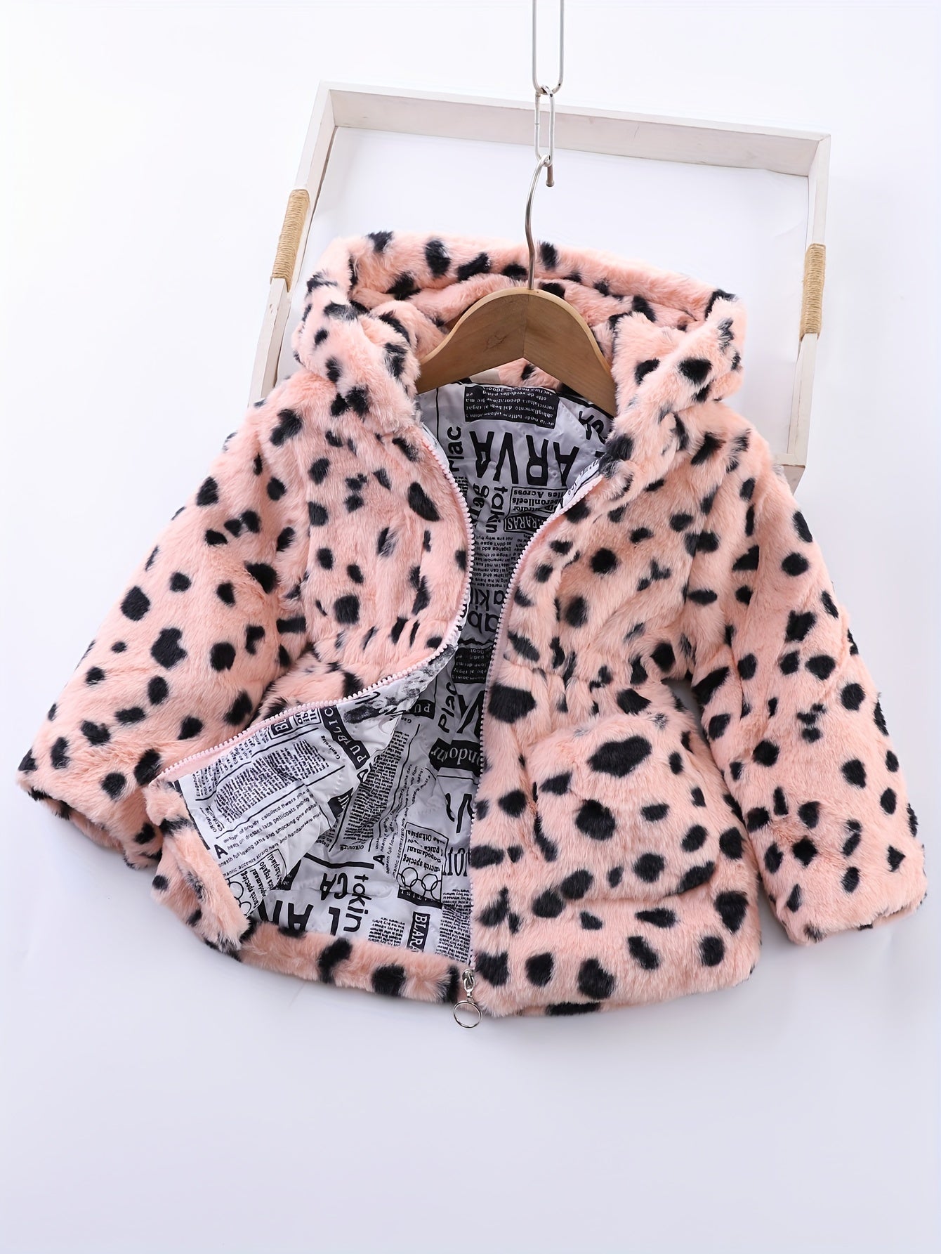 Fleece capuchonjas met luipaardprint voor meisjes in de winter - Reina