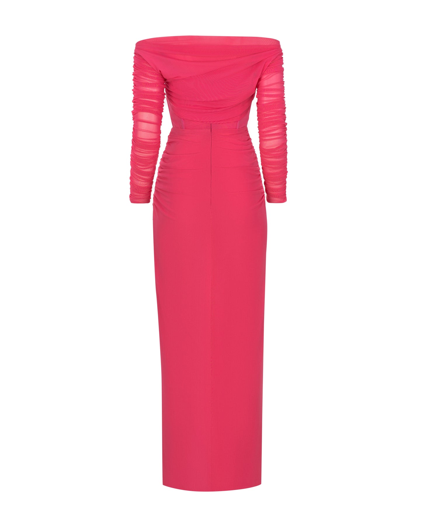 Elaine - Opvallende roze off-the-shoulder maxi jurk