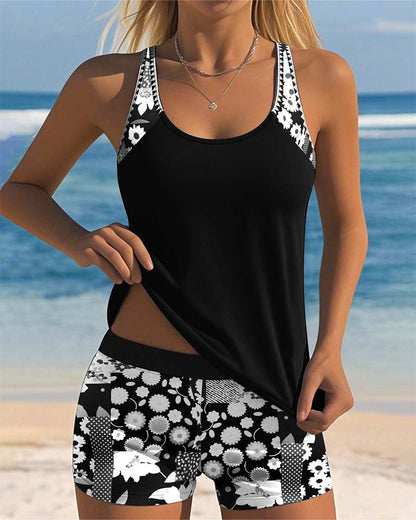 Avice - Dames sportieve tanktop-set met bloemenprint