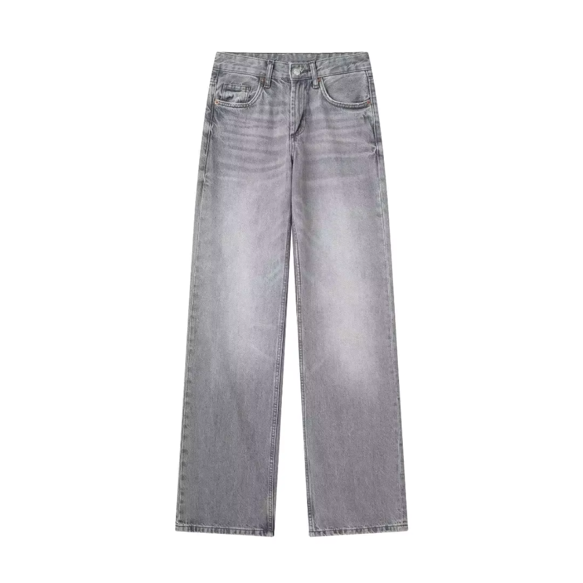 Bonna - Grijze denim jeans met hoge taille voor dames