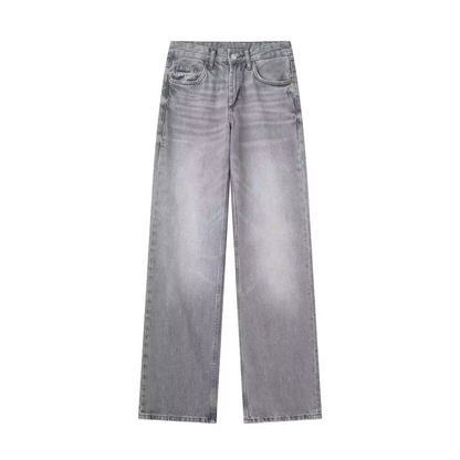 Bonna - Grijze denim jeans met hoge taille voor dames