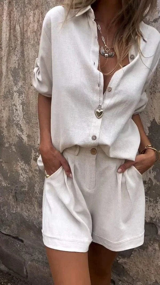 Clothilde - Tweedelige zomerset met blouse en short voor dames