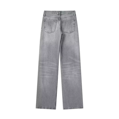 Bonna - Grijze denim jeans met hoge taille voor dames