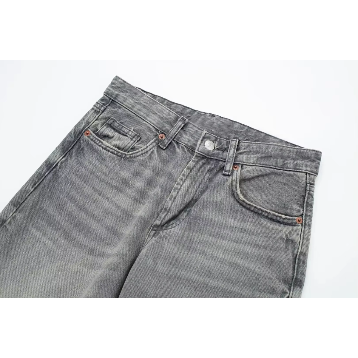 Bonna - Grijze denim jeans met hoge taille voor dames