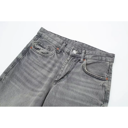 Bonna - Grijze denim jeans met hoge taille voor dames