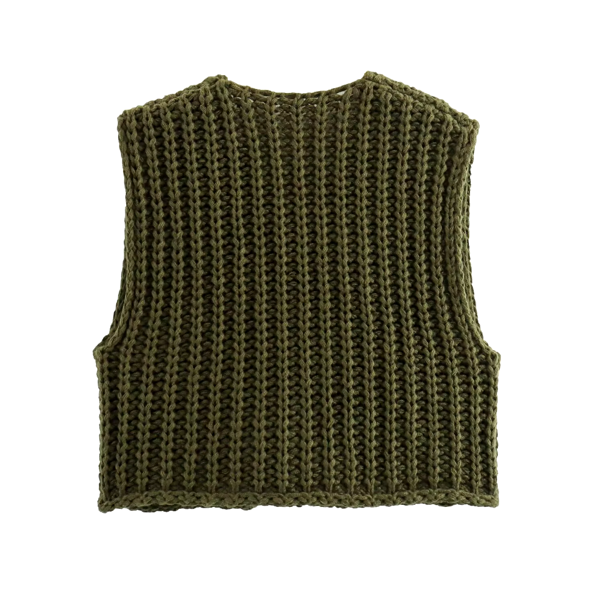 Neva - Olijfgroene gebreide en knoopachtige blazer