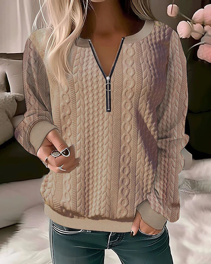Zaylee - Dames trui met kabel en ritssluiting