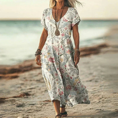 Vionnet - Losvallende dames zomerjurk met v-hals en zachte flow