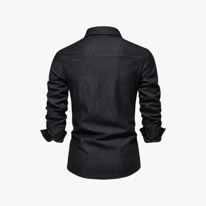 Oswald | Denim overhemd met lange mouwen en knoopsluiting voor mannen