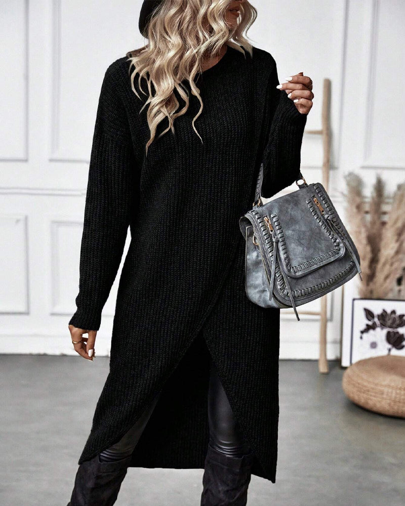 Olga - Oversized Effen Sweaterjurk