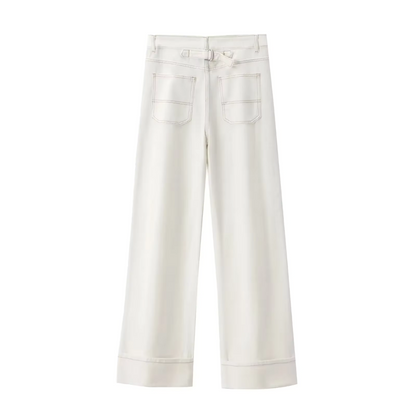 Rabiya - Wijde damesjeans met vintage gesp en hoge taille
