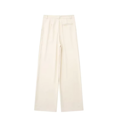 Cassie - Elegance broek met rits aan de voorkant Beige
