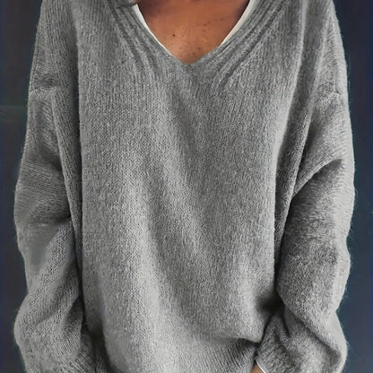 Robbie - Oversized eenvoudige trui met V-hals voor rondingen