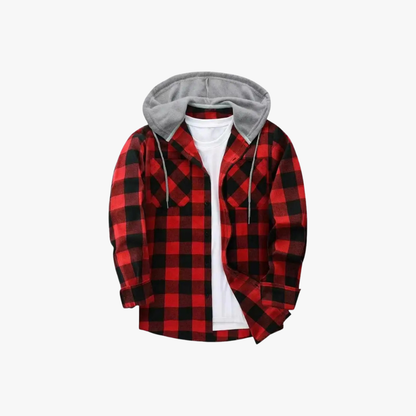 Quinby - Geruite flanellen shirt met capuchon