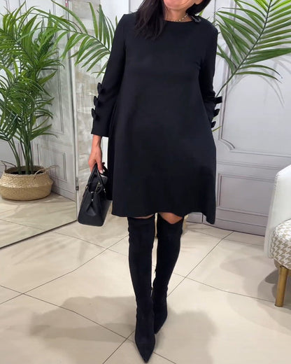 Monique - Women's A-line dress with sleeve bow detailing
