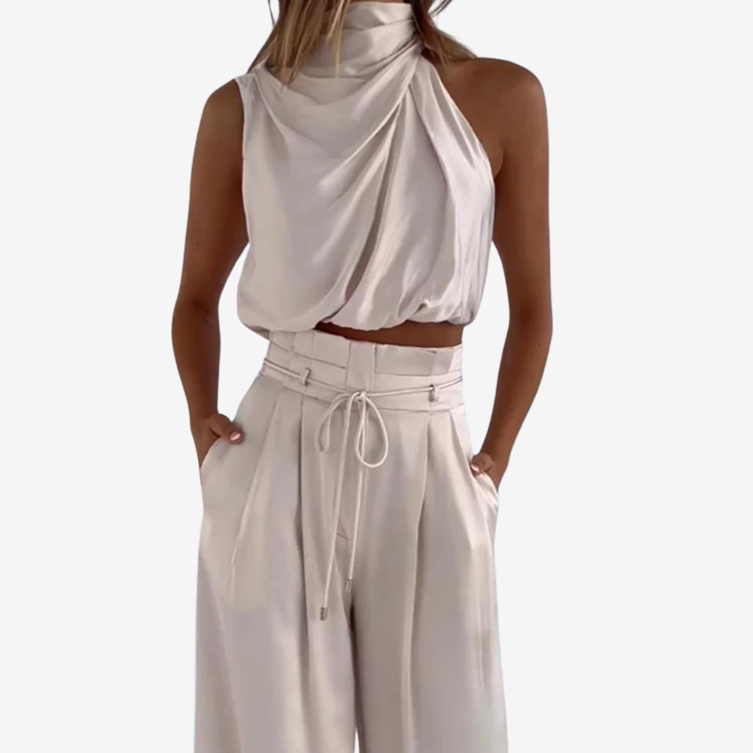 Tuva - Dames co-ord set met haltertop en wijde broek