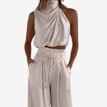 Tuva - Dames co-ord set met haltertop en wijde broek