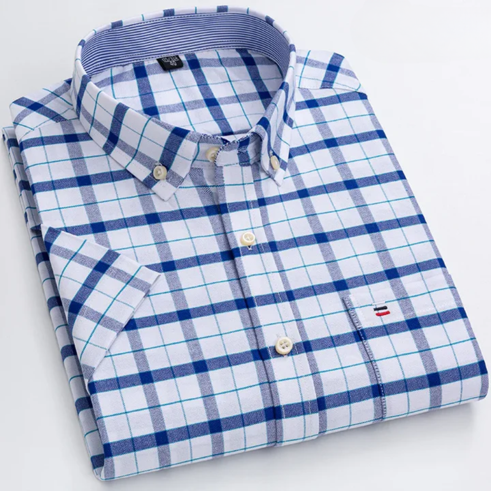 Dan – Heren overhemd met button-down kraag en verfijnde structuur