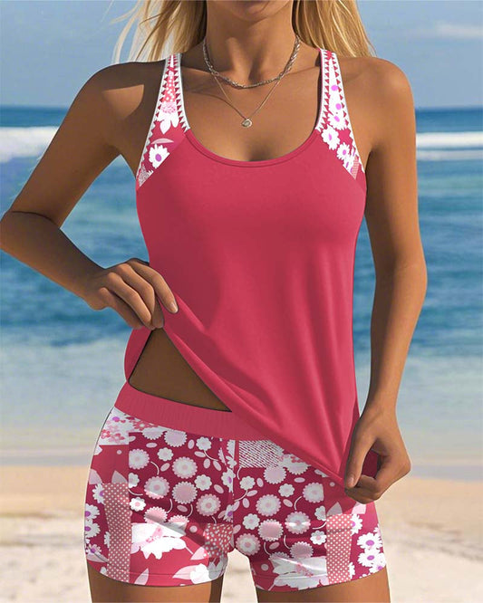 Avice - Dames sportieve tanktop-set met bloemenprint