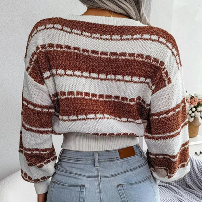 Lisette - Gestreepte gebreide cropped sweater voor dames