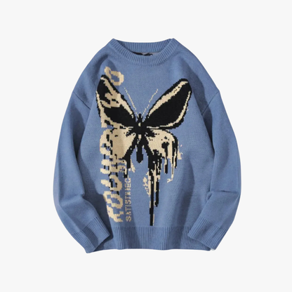 Rhysand | Oversized gebreide trui met gotische skeletprint
