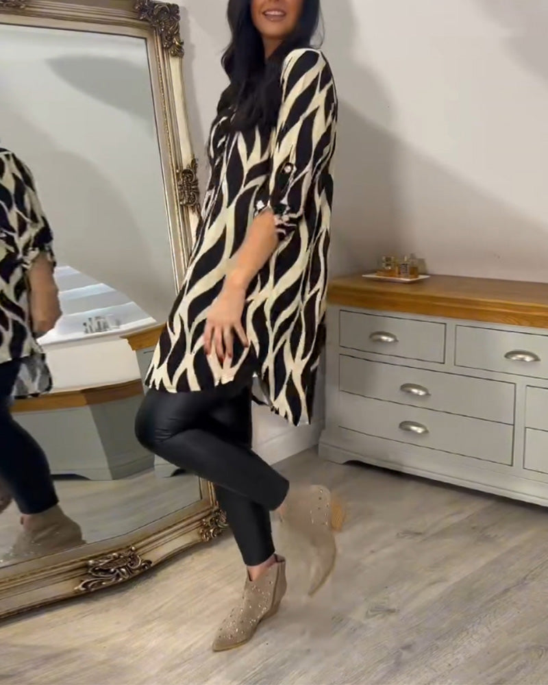 Alana – Luxe tuniek met dynamisch grafisch patroon