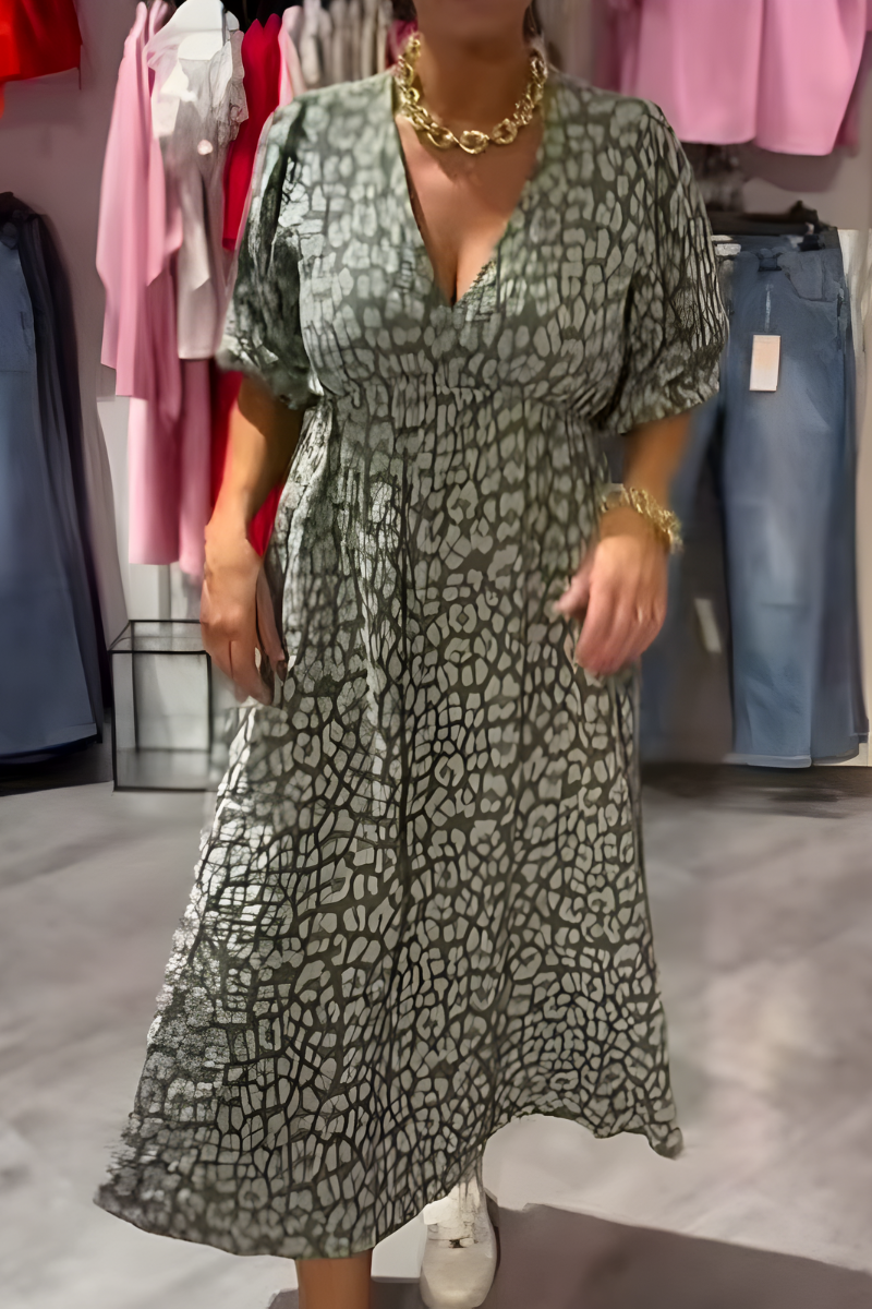 Delanna – Dames zomerjurk met v-hals en zwierige pasvorm