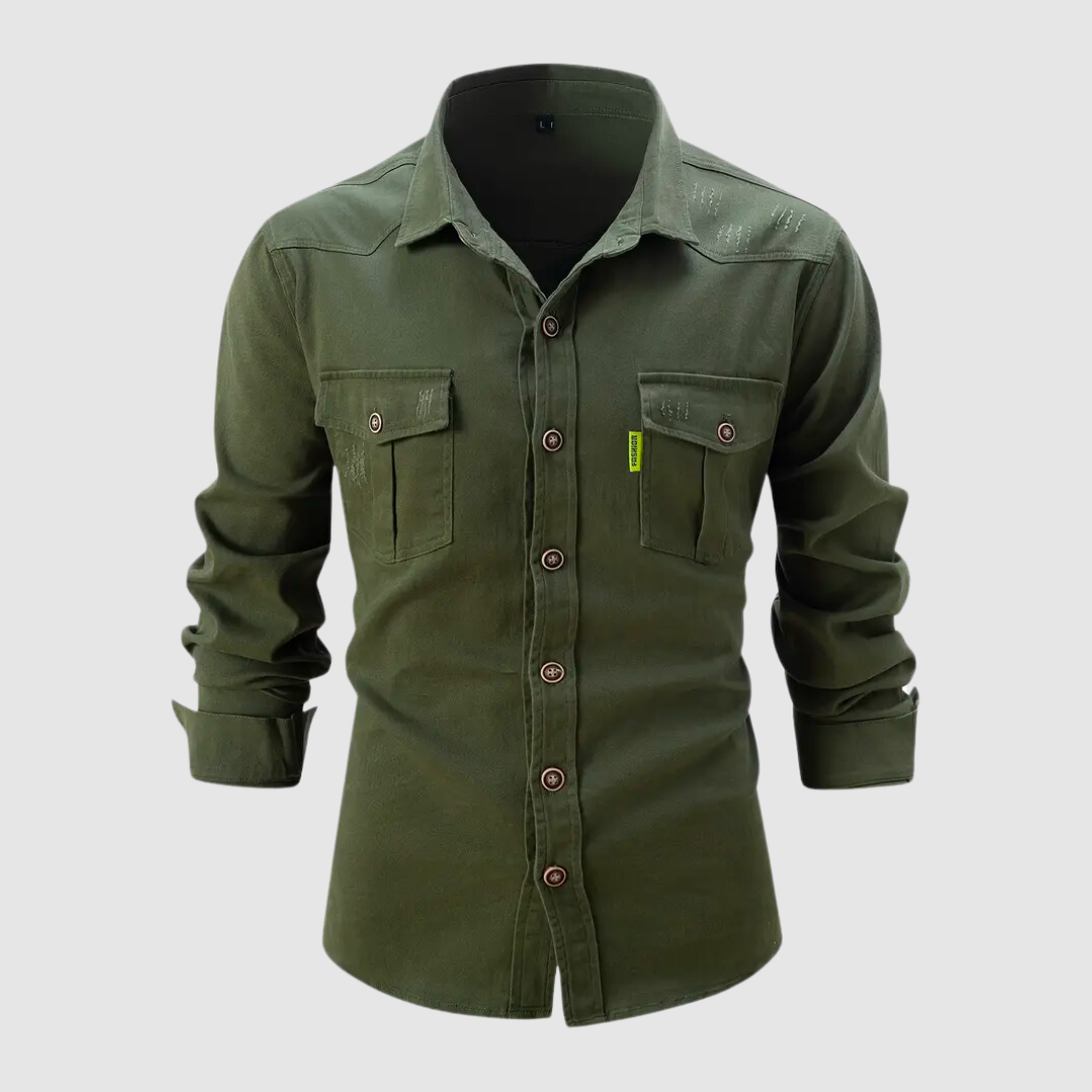 Salvador - Lang mouwen utility shirt met knoopsluiting aan de voorkant