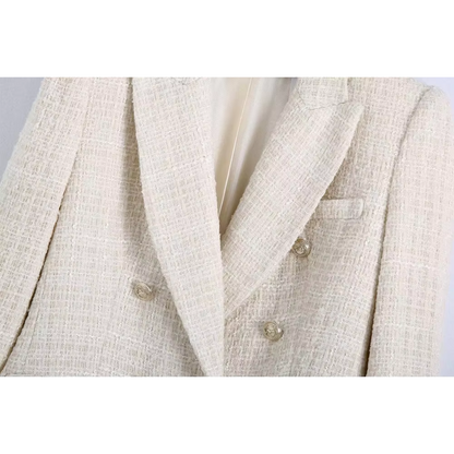 Witte chique blazer met dubbele rij