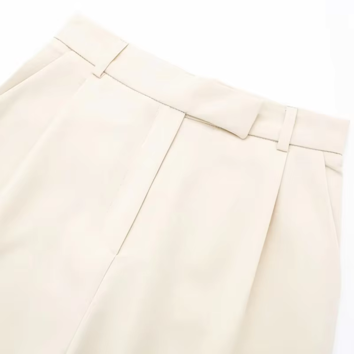 Cassie - Elegance broek met rits aan de voorkant Beige