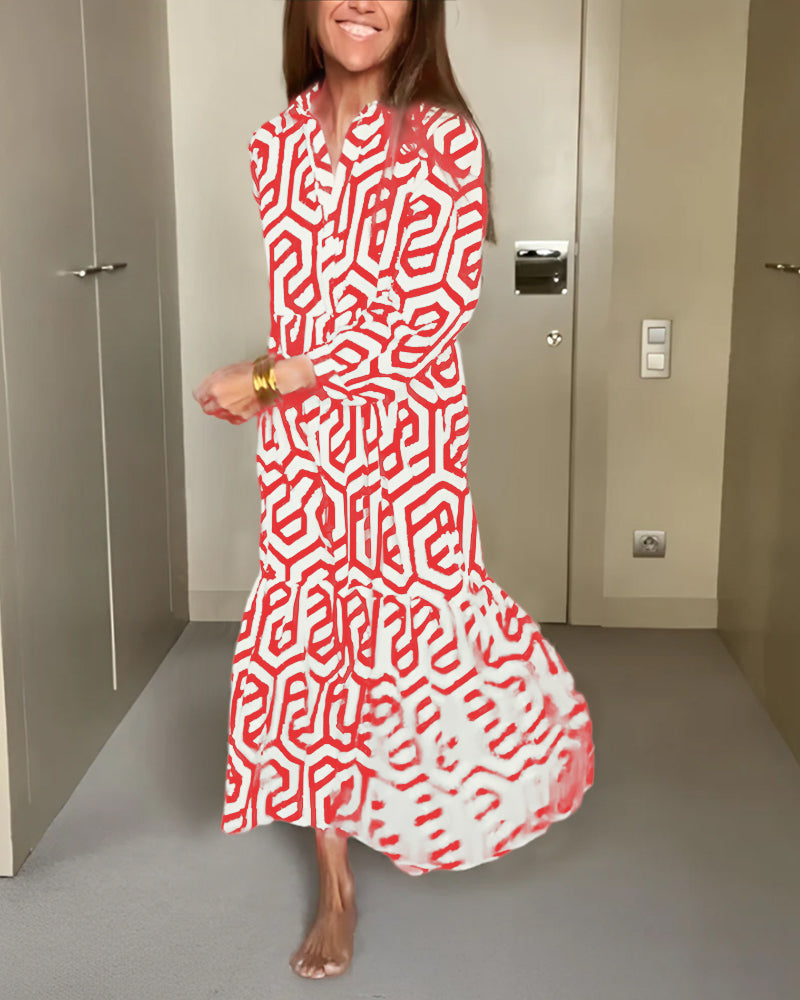 Greta – Maxi-jurk met grafisch doolhofmotief